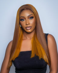 18" Super deluxe 300grams 
With 5x5 HD closure Dark ginger